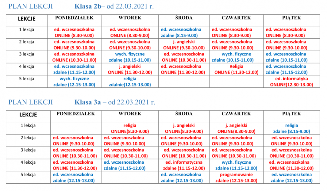 Plan Lekcji Do Zrobienia Dla Dzieci Z Klas 1-3 zso-jozefow.pl