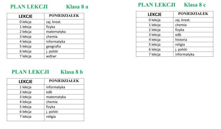 Nowy plan lekcji (na poniedziałek, 30 stycznia)! | Zespół Szkół w